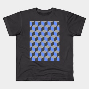 Blue and Grey Cubes Kids T-Shirt